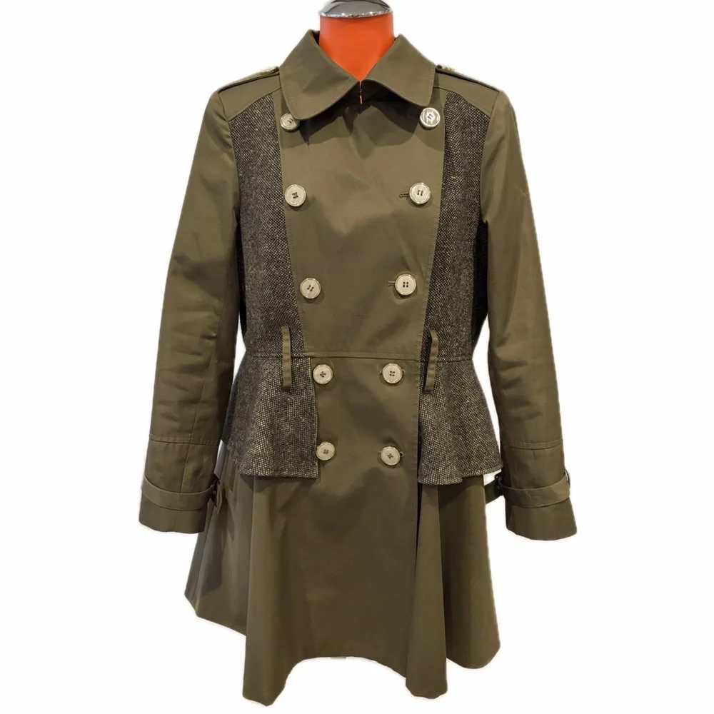 Steve Madden Olive Green Peplum Trench Coat